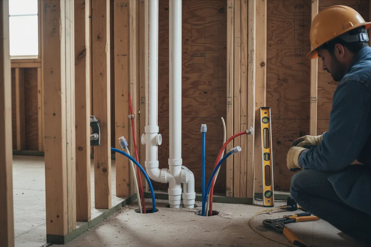 Drain and supply rough-in during Toilet Repair and Installation in Woodward