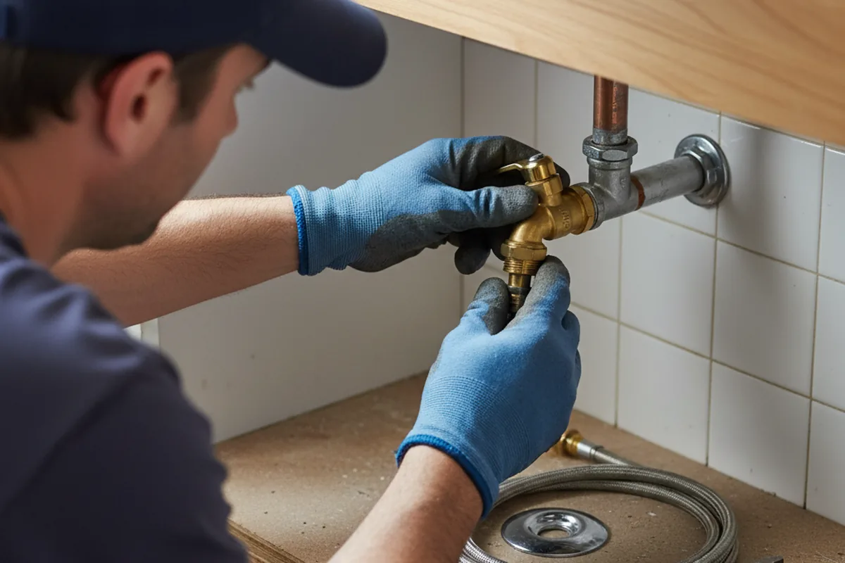 Shutoff valve and fitting work during Emergency Plumbing in Woodward